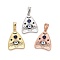 Brass Cubic Zirconia Pendants, with Enamel, Lead Free & Cadmium Free, Talking Board Planchette Charm with All Seeing Eye, Mixed Color, 26x21x2.5mm, Hole: 8x5mm