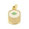 Brass Enamel Pendants, with Jump Ring, Real 18K Gold Plated, Rectangle with Flower Charm, White, 18.5x12x1.5mm, Hole: 3mm