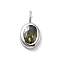 925 Sterling Silver Cubic Zirconia Oval Charms, Birthstone Charms with 925 Stamp, Silver Color Plated, Yellow Green, 14.5x8x3mm, Hole: 3.5x2mm