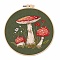 Mushroom Pattern Embroidery Starter Kits, including Embroidery Fabric & Thread, Needle, Embroidery Hoop, Instruction Sheet, Dark Olive Green, 1mm, 11 colors