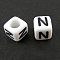 Letter Acrylic European Beads, Horizontal Hole, Cube, Letter.N, 10x10x10mm, Hole: 3.5~4mm, about 598pcs/500g