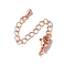 Rack Plating Brass Ends with Chain and Clasps, Long-Lasting Plated, Lead Free & Cadmium Free, Teardrop, Rose Gold, 75mm