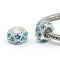 Alloy Rhinestone European Beads, Large Hole Beads, Rondelle, Silver Color Plated, Aquamarine, 11x6mm, Hole: 5mm