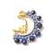 Faceted Round Natural Lapis Lazuli & Glass Seed Beads Pendants, Alloy Moon with Star Charms, Golden, 23.8x21.5x2.3mm, Hole: 1.6mm