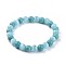 Synthetic Turquoise Stretch Bracelets, with Cat Eye Round Beads, 2-3/8 inch(6cm)