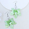 Bohemian Style Petal Patchwork Acrylic Flower Earrings with Water Ripple Design, Light Green