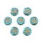 Synthetic Turquoise Beads, with Golden Tone Brass Slices, Flat Round with Constellations, Sagittarius, 15x5mm, Hole: 1mm