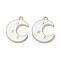 Alloy Enamel Pendants, Golden, Moon, 23.5x18.5x1.5mm, Hole: 1.8mm