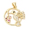 Brass Micro Pave Cubic Zirconia Pendants, Lead Free & Cadmium Free, Long-Lasting, Bird, Real 18K Gold Plated, 20x19x3mm, Hole: 4x3mm