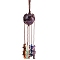 Round Natural Amethyst Pouch Pendant Decorations, Braided Thread and Gemstone Chip Tassel Hanging Ornaments, 210x30mm