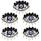 5Pcs Evil Eye Cloth Embroidered Appliques, Rhinestone & Plastic Beading Ornament Accessories, Sewing Craft Decoration, Black, 82x52x7mm