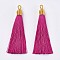 Polyester Tassel Big Pendants Decoration, Camellia, 85~90x9~10mm, Hole: 3mm