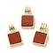 Natural Red Jasper Pendants, Rack Plating Brass Charms, Long-Lasting Plated, Lead Free & Cadmium Free, Square, Golden, 16.5x10x5mm, Hole: 2.5x4.5mm