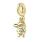 Rack Plating Brass Pave Cubic Zirconia European Dangle Charms, Boy Large Hole Pendants, Real 18K Gold Plated, Lead Free & Cadmium Free, Long-Lasting Plated, Orchid, 26.5mm, Hole: 4.5mm, Boy: 16.5x10x3.5mm