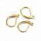 304 Stainless Steel Leverback Earring Findings, with Loop, Real 24K Gold Plated, 15x10x2mm, Hole: 1.4mm, Pin: 1x0.8mm