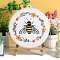 DIY Flower & Bee Pattern Embroidery Kits for Starter, Including Printed Fabric, Embroidery Thread & Needles, Embroidery Hoops, Instruction, Colorful, 200mm