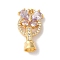 Brass Micro Pave Cubic Zirconia Fold Over Clasps, with Glass, Butterfly, Violet, 22mm, Hole: 4.2mm