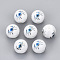 Electroplate Glass Beads, Round with Constellations Pattern, Blue Plated, Cancer, 10mm, Hole: 1.2mm