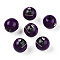 Halloween Theme Wood European Beads, Printed Large Hole Beads, Round, Indigo, Cat Shape, 15.5~16.5mm, Hole: 3.5~4.5mm