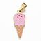 304 Stainless Steel Enamel Pendants, Ice Cream, Golden, 23.5x10x1.2mm, Hole: 4x7mm