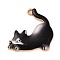 Rack Plating Alloy Enamel Pendants, Golden, Cat Charm, Black, 25x25x25mm, Hole: 2mm