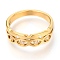 304 Stainless Steel Finger Rings, with Crystal Rhinestone, Eye, Golden, US Size 7, Inner Diameter: 17mm