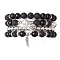 Natural Obsidian and Natural Lava Rock Bracelets Set for Women Men, Inner Diameter: 2-1/8 inch(5.5cm)