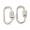 304 Stainless Steel Screw Carabiner Lock Charms, for Necklaces Making, with Polymer Clay Rhinestone, Oval, 26x13x2mm