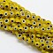 Handmade Evil Eye Lampwork Flat Round Bead Strands, Gold, 6x3mm, Hole: 1mm, about 65pcs/strand, 14 inch