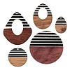 10Pcs 5 Style Resin & Walnut Wood Pendants RESI-LS0001-20-2