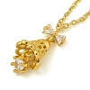 Brass Clear Cubic Zirconia Christmas Bell with Bowknot Pendant Necklaces NJEW-G148-01G-1