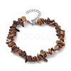 Natural Tiger Eye Chips Beaded Bracelet BJEW-JB09686-03-1