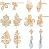 CHGCRAFT 10Pcs 5 Style Brass Stud Earring Findings KK-CA0002-05-1