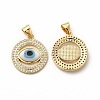 Rack Plating Real 18K Gold Plated Brass Micro Pave Clear Cubic Zirconia Pendants ZIRC-L102-07G-03-2