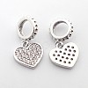 Brass Micro Pave Cubic Zirconia Large Hole European Dangle Heart Charms ZIRC-N009-01P-1