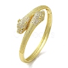 Brass Pave Clear Cubic Zirconia Leopard Hinged Bangle for Women BJEW-K246-03G-1