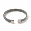 Non-Tarnish 304 Stainless Steel Flat Mesh Chains Shape Open Cuff Bangle for Women BJEW-C0033-04P-3