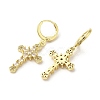 Cross Real 18K Gold Plated Brass Dangle Leverback Earrings EJEW-L268-036G-03-2