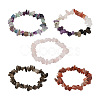 Fashewelry 5Pcs 5 Style Natural Mixed Stone Chip Beads Stretch Bracelets for Women BJEW-FW0001-03-1