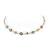 Natural Pearl & Millefiori Glass Flower & Seed Beaded Necklace for Women NJEW-JN04299-4