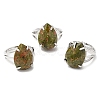 Synthetic & Natural Mixed Gemstone Teardrop Adjustable Rings RJEW-K241-03P-2