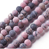 Frosted Natural Rhodonite Round Bead Strands G-E487-12-6mm-1
