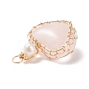 Natural Rose Quartz & Freshwater Pearl Pendants PALLOY-JF01661-01-3