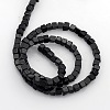 Cube Natural Black Stone Beads Strands X-G-P057-01-2