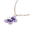 5Pcs 5 Colors Glass Seed Braided Butterfly Pendant Necklaces Set NJEW-JN04046-7