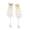 Crystal Rhinestone Dangle Stud Earrings with Imitation Pearl EJEW-C037-02D-LG-2