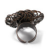 Natural Labradorite Round Open Cuff Rings RJEW-A041-06R-4