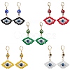 Glass Seed Bead Evil Eye Hoop Earrings EJEW-MZ00272-1