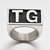 Personalized Retro Men's 316 Stainless Steel Wide Band Finger Rings RJEW-J066-21-19mm-4
