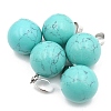 Natural Turquoise Round Charms with Platinum Plated Metal Snap on Bails PW-WG84682-02-1